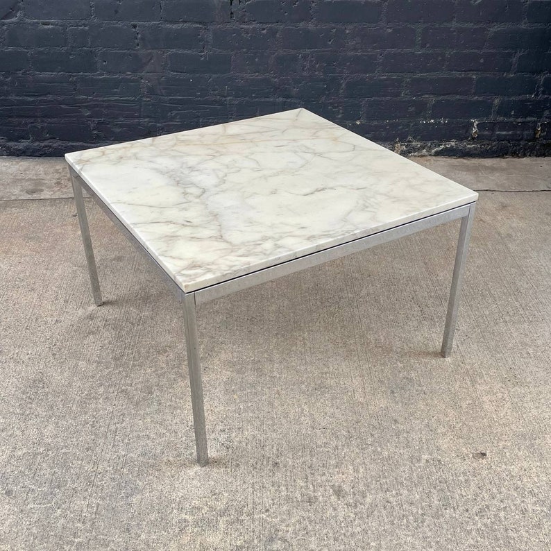 Signed Original Mid-Century Modern Carrara Marble Coffee Table by Knoll, c.1950s image 2