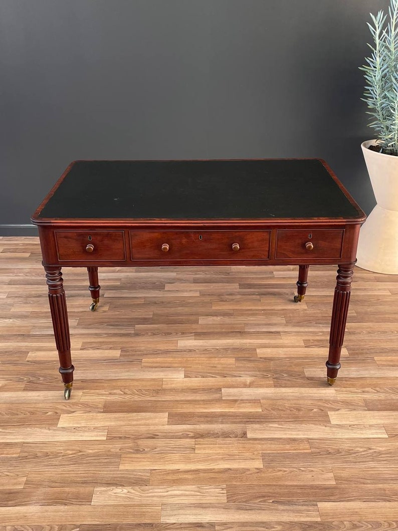 Antique Empire Style Partners Desk with Leather Top, c.1930s image 3