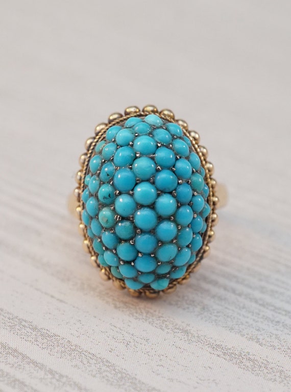 Victorian Pave Turquoise Dome Ring