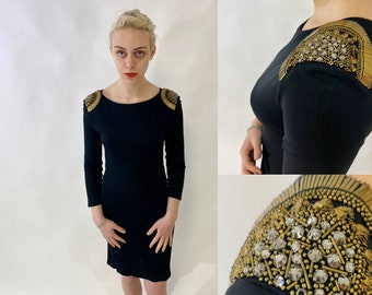 Amazing PUCCI, Black, Short Evening Dress with Beautiful Embellished Shoulders! CLASSIC!