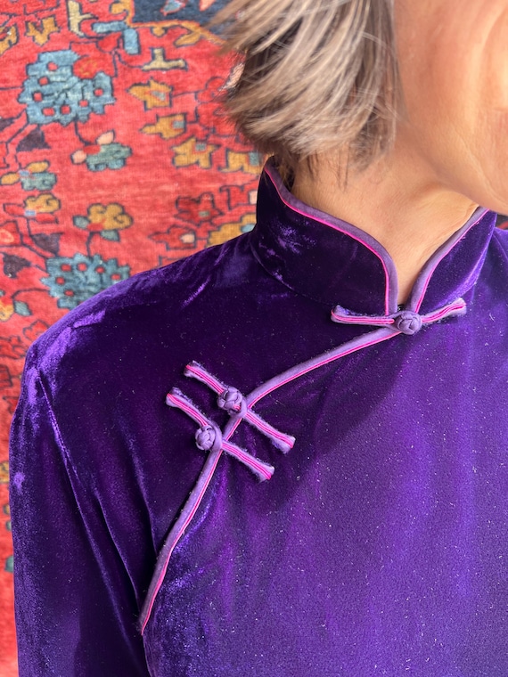 Velvet Shanghai Tang Maxi Dress In Deep Purple! - image 2