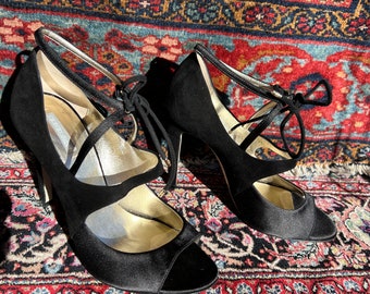 Vtg Czarne Satynowe Obcasy Giorgio Armani! SZ- EU 37.5/ US 7.5