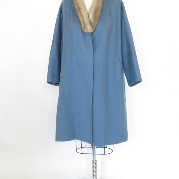 1950 's Swing wol mix Coat met kraag van Mink!