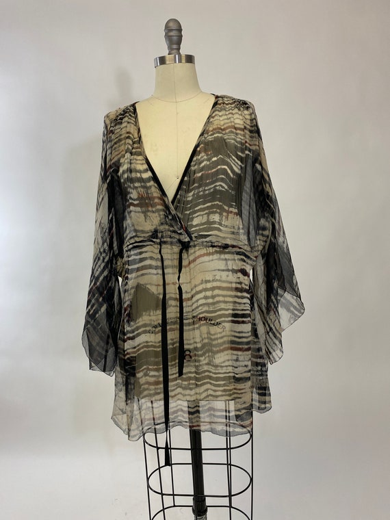 Vintage Y2K, Silk Chiffon Top with Adjustable Tie… - image 7