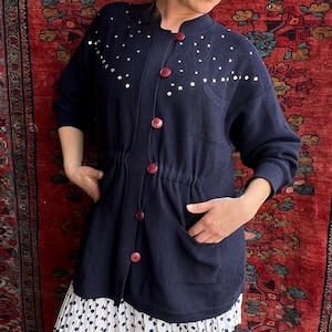 Vintage Sonia Rykiel Wool Cardigan with Crystals!