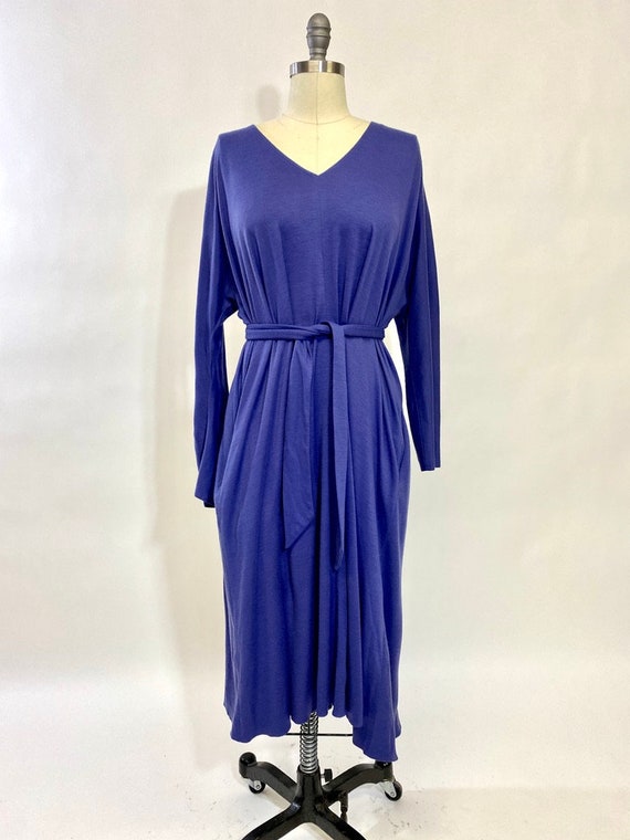 Vintage 80s, Draped 100% wool Jersey Dress by Ren… - image 6