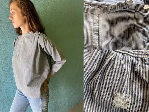 Vintage / Antique, Cotton Blue and White Pin Strip