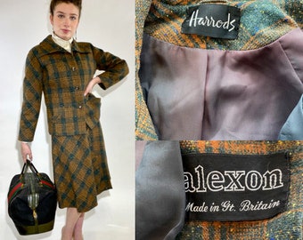 Vintage 1960s, Harrods 2-Piece Tweed Plaid Suit! Classic Style and Great Colors!