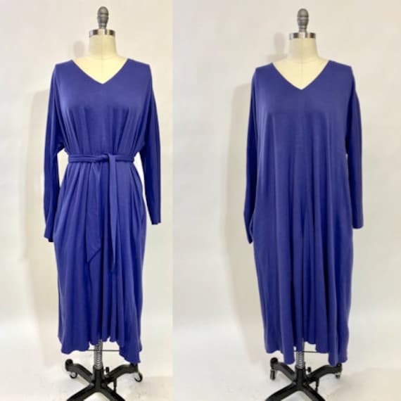Vintage 80s, Draped 100% wool Jersey Dress by Ren… - image 1