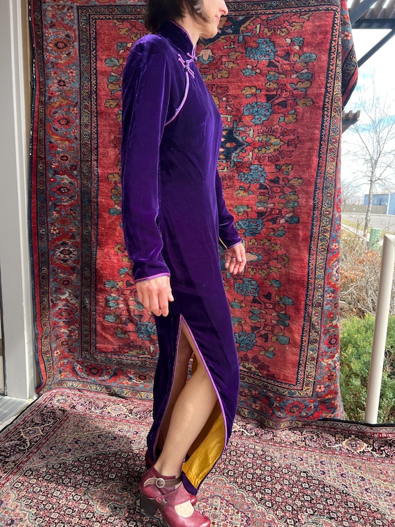 Velvet Shanghai Tang Maxi Dress In Deep Purple! - image 8