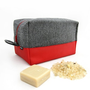 Große Kosmetiktasche große Kulturtasche rot Herren Dopp Kit Eco Leder Waschtasche Duschtasche veganes Leder Geldbörsen Rasierset Tasche