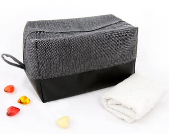Grande borsa cosmetica grande borsa da toeletta nero uomo dopp kit eco pelle lavare borsa doccia borsa vegano borse in pelle borsa kit da barba