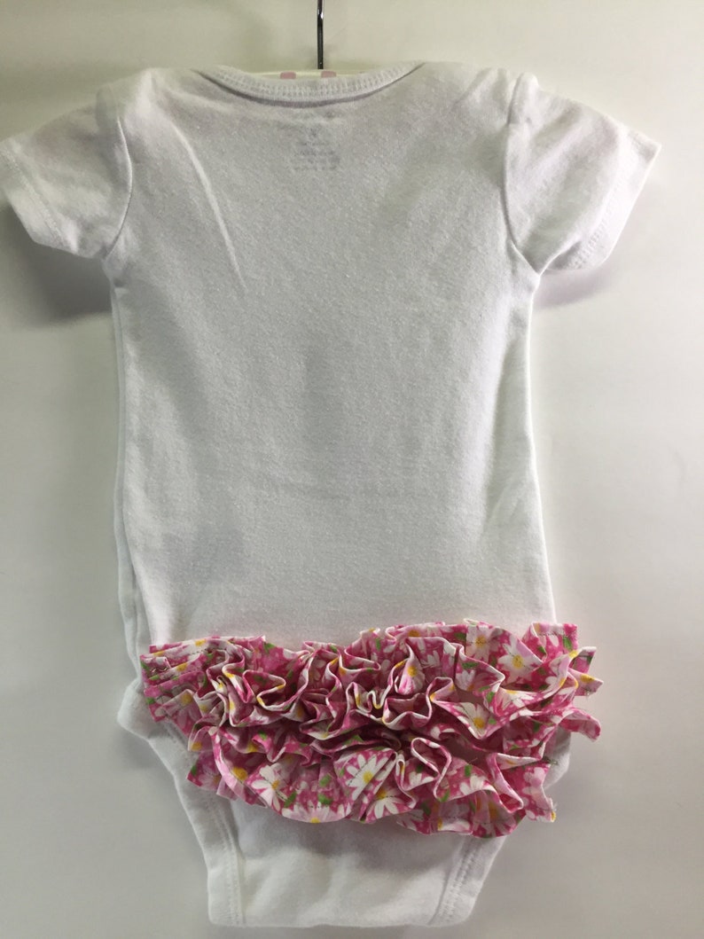 Baby Girl Ruffle Bottom Onesie Pink & Green Flowers Ruffled Etsy