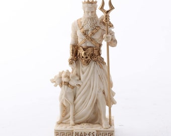 Ivory Gold Finish Hades Gott der Unterwelt Mini Statue Handbemalt