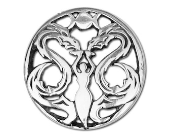 Sterling Silber Göttin & der Drache Triple Moon Anhänger von Deva Designs