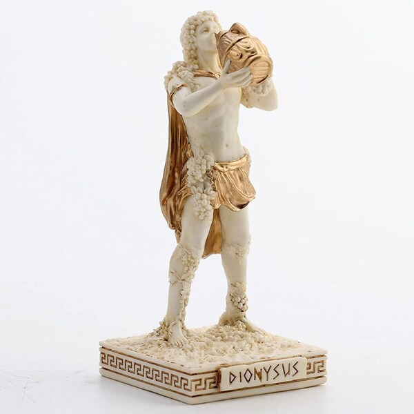 Ivory Gold Finish Dionysus Mini Statue- 3.5" Mini Altar Statue Greek God of Wine