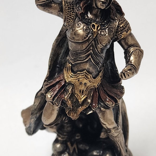 Mini statue du dieu nordique en bronze Thor - mini statue d'autel de 3,5 pouces