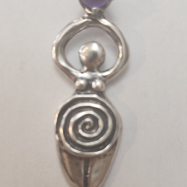 Spiral Goddess Silver Pendant w/ Amethyst by Abby Willowroot