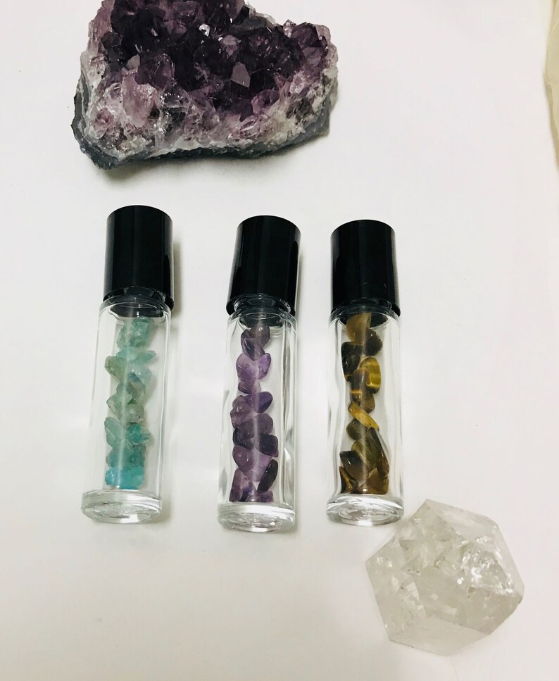 Essential oil roller bottles crystal aromatherapy essential Etsy