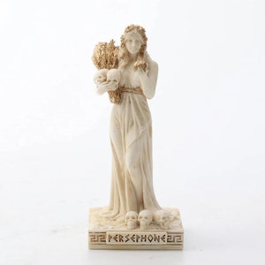 Ivory Gold Finish Persephone Queen of the Underworld Mini Statue Hand Painted