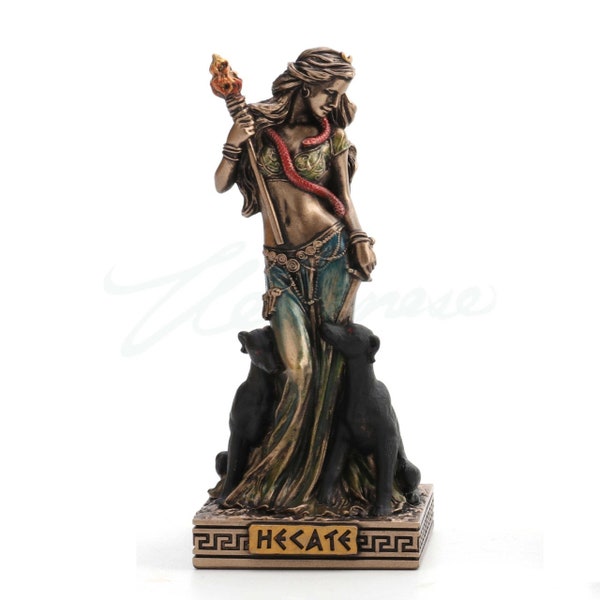 Bronze Finish Hecate (Hekate) Goddess of Magic Mini Statue Hand Painted