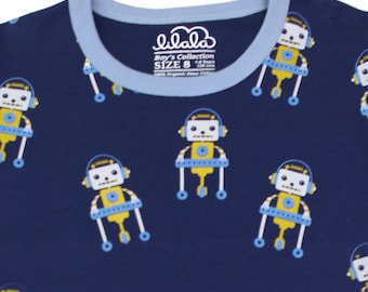 Jungen Pyjama, Bio Pima Cotton Viel Roboter PJ Set, hochwertig, Jungs, Kinder Pyjama, Nachtwäsche