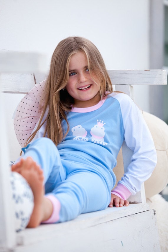 Girls Pyjamas, Organic Pima Cotton Princess Frog Pajama Set, High Quality,  Girls, Kids Pajamas, Nightwear 