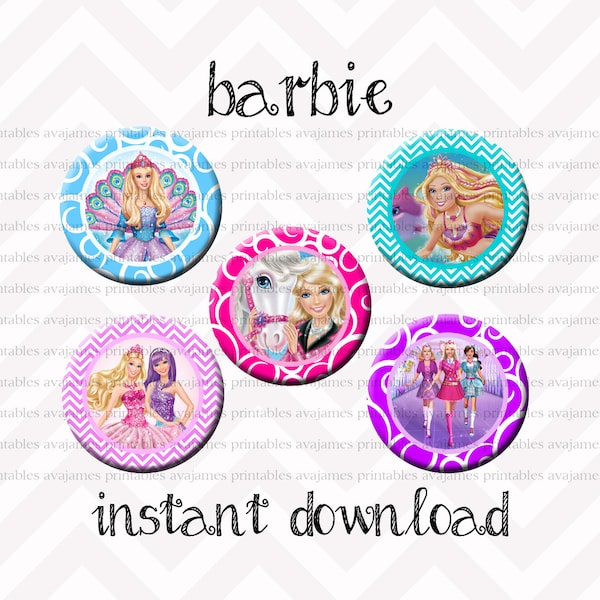 Instant Download - barbie Bottle Cap Image Sheet