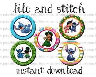 Instant Download - Lilo and Stitch Bottle Cap Image Sheet