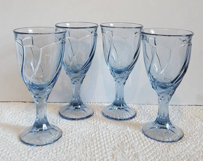 Set of 4 Noritake Sweet Swirl Light Blue Stemmed Water Glasses Etsy
