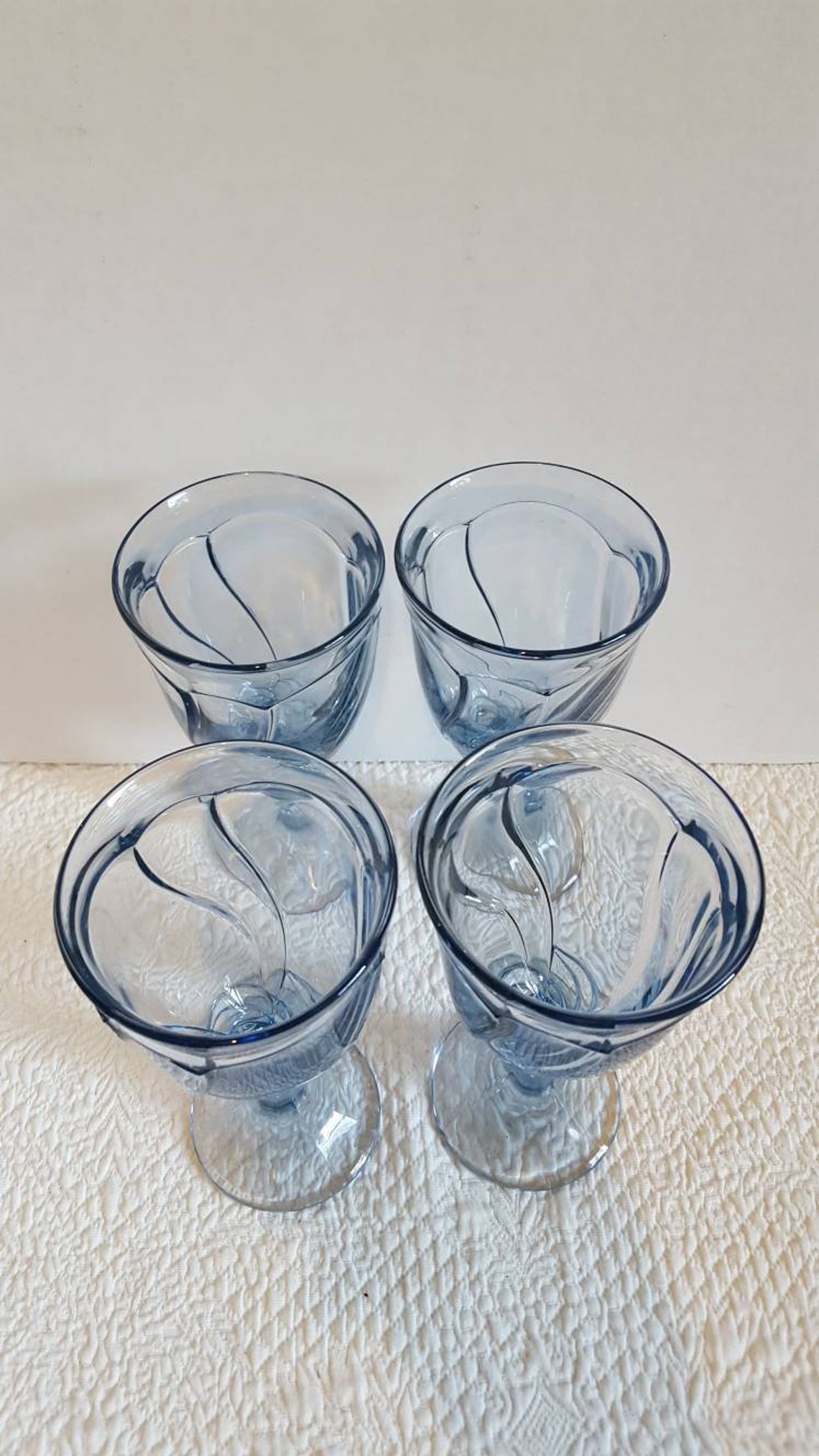 Set of 4 Noritake Sweet Swirl Light Blue Stemmed Water Glasses Etsy