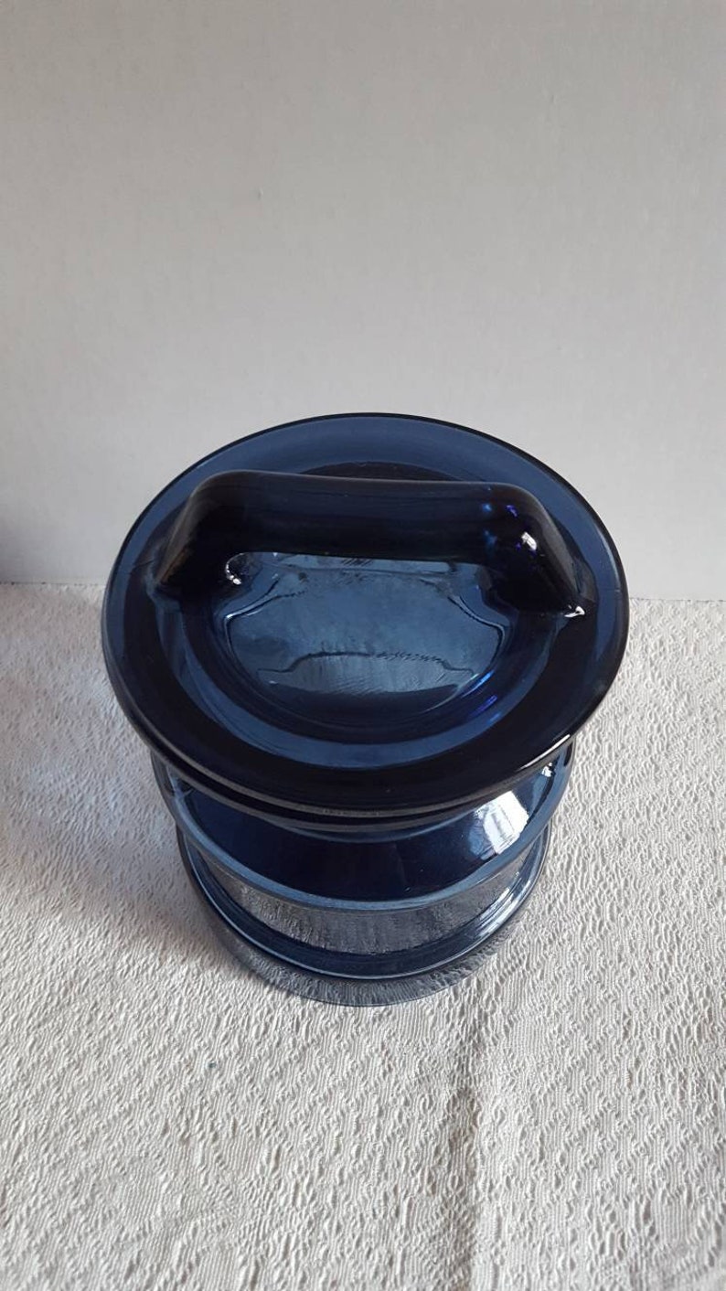 L.E.Smith Dark Blue Glass Milkcan Canister Medium