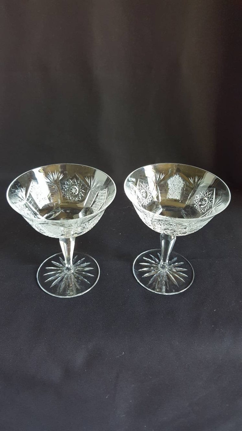 Set of 2 Czech/Bohemian Cut Lead Crystal Wine Glasses 4 Sets Etsy