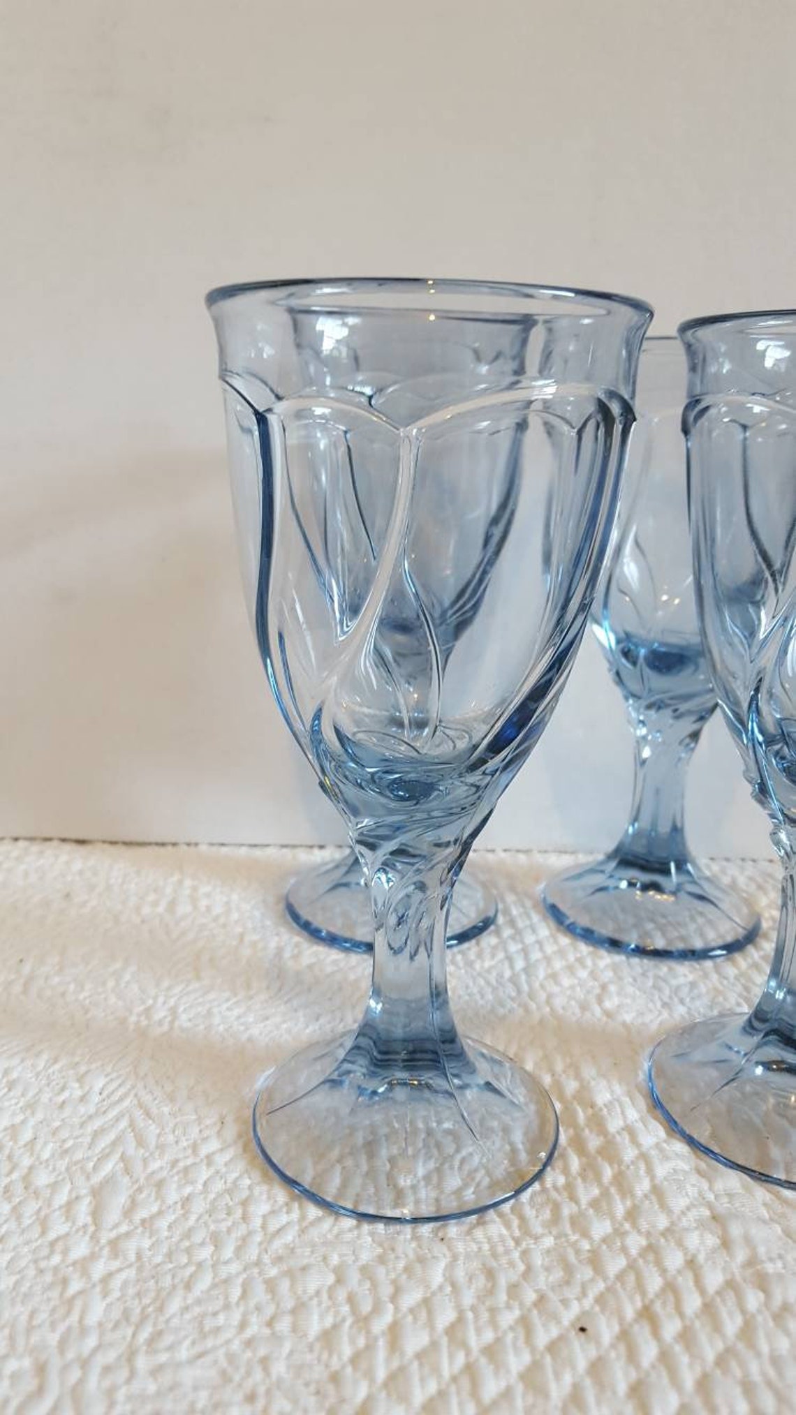 Set of 4 Noritake Sweet Swirl Light Blue Stemmed Water Glasses Etsy