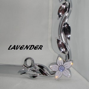 Very Pretty Swarovski Crystal Rhinestone Bling Flower Daisy Diamond Car Chrome License Plate Frame 30 Colors Avail Carwash Safe Thick Metal