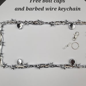 HEAVY METAL Barbed Wire license plate frame, barbed wire car frame, barbed wire license, bling car license plate, rhinestone license plate