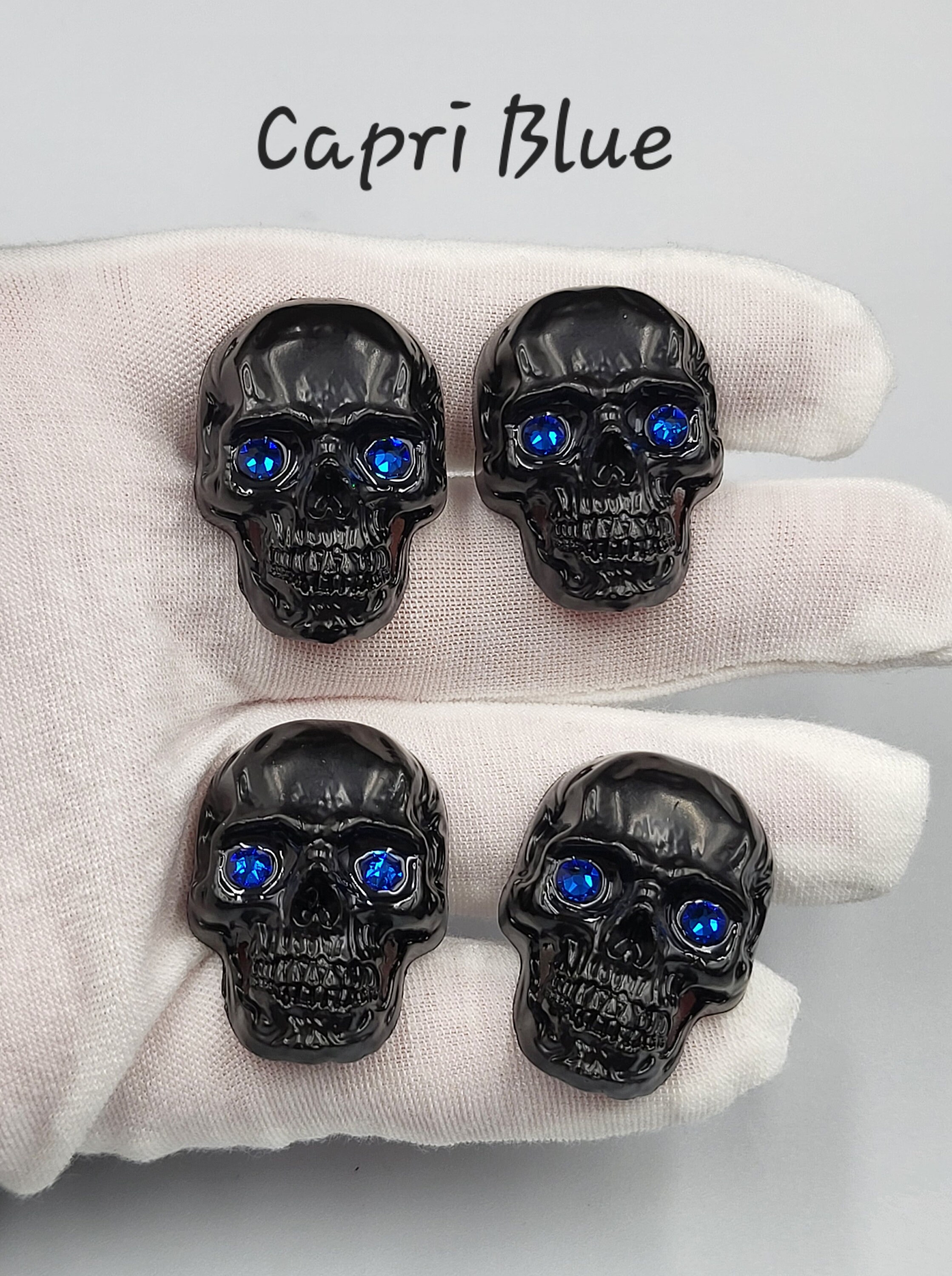HTTMT Skull License Plate Bolts – 4-Pack, Black With Red Eye, For Motorcycle Windshield & Frame