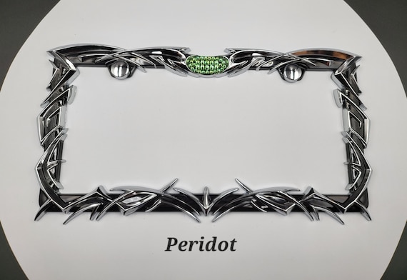 Black Adrenaline License Plate Frame: Chrome Tribal Punk Gothic