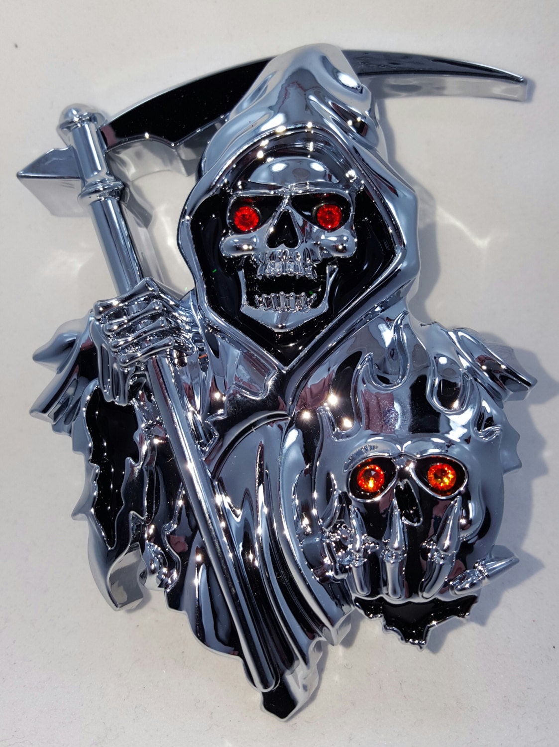 Deselen Metal Skull Decor Stickers, 3D Heavy Duty Car Stickers and Decals  for Motorcycle Helmet Automotive Laptop Halloween or Truck Decals for Men