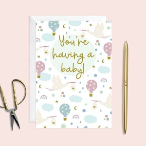 Schwangerschaft-Karte, Herzlichen Glückwunsch zu Ihrem Baby, Sie haben ein Baby, neue Baby-Karte, Geburtsankündigung, Herzlichen Glückwunsch, Baby auf dem Weg