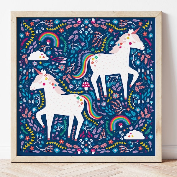 Unicorn print, magical wall art, bedroom wall art, unicorn poster, magical & mythical art, unicorn gifts, unicorns are real, unicorn poster