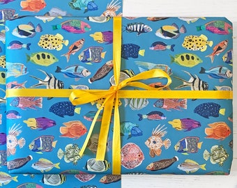 Carta Da Regalo Con Pesce - 6 Fogli Di Carta Da Regalo Per Donna - Pesce Intricato - Floreale - 9