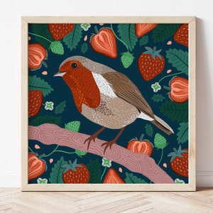 Robin Print, Wild Birds stampa, Quirky Bird art, Robin Bird art, Bird poster, wall art, home decor, regali, arte degli amanti degli animali, Robin Poster
