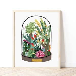 The Desert Bell Jar Illustration, Wüstenpflanzen Druck, Botanische Illustration, Wildblumen Poster, Naturgeschichte Poster, Ökosystem Druck