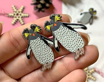 Penguin Enamel Pin Badge, Rockhopper Penguin Pin, Enamel Pin, Hard Enamel Badge, Penguin Gift, Luxury Pin Badge, Christmas Lapel Pin, Enamel