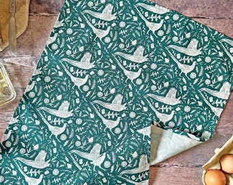 Pheasant print Tea towel, Illustrated tea towel, farmhouse tea towel, pheasant kitchen textiles, pheasant lovers gift, tea towel gift, birds