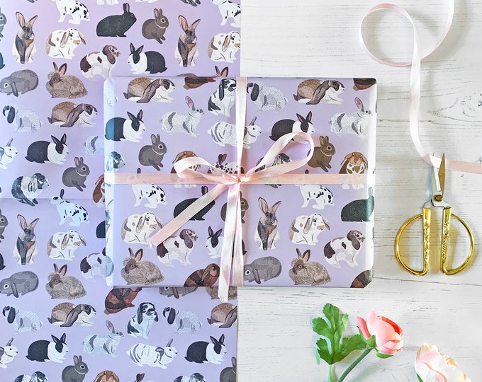 Rabbit Wrapping Paper Types of Bunny Rabbits Rabbit Gift - Etsy