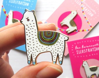 Llama Enamel Pin Badge, Enamel Pin, Hard Enamel Badge, Llama & Alpaca Gifts, Llama Badge, Luxury Pin Badge, Llama Lapel Pin, Gold Enamel Pin