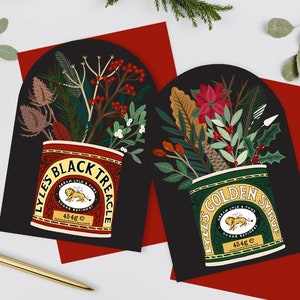 Paquet de cartes de Noël, cartes de Noël rétro, carte feuillage de Noël, lot de 2 cartes de Noël, cartes de Noël, cartes de Noël