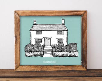 Custom House Portrait, New home gift, christmas personalised gift, illustrated print, custom gifts, personalised gifts, house illustration